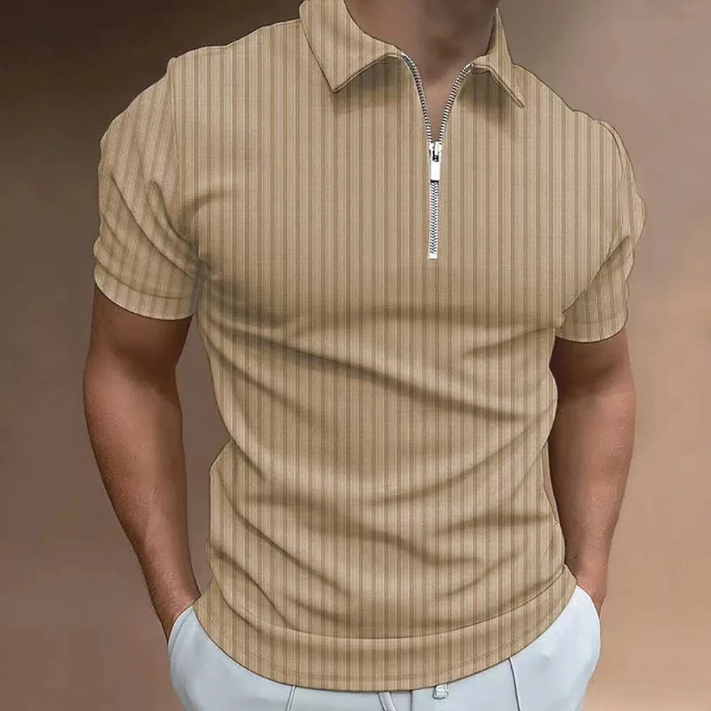 New Mens Fashion Polo Shirt Summer Stripe Zipper Mens Polo Shirt Solid Color T-shirt Brand Short Sleeve Shirt Casual SlimmingTop 7 S0059bb29088b4a8e9bd063b68b60fe14o