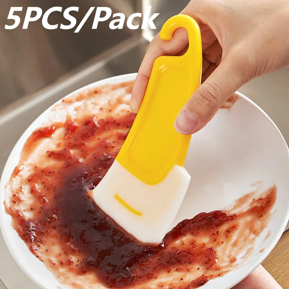 Kitchen scraper cleaning silicone spatula oil stain removal soft blade scraper cake baking pastry gadgets pan pot cleaner 1/5Pcs