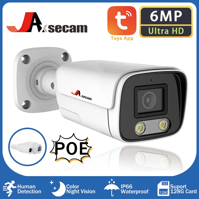 

Tuya Smart Life 6MP Support 128G TF Card Human Detection Two Way Audio Network Bullet POE IP Outdoor CCTV Surveillance Camera