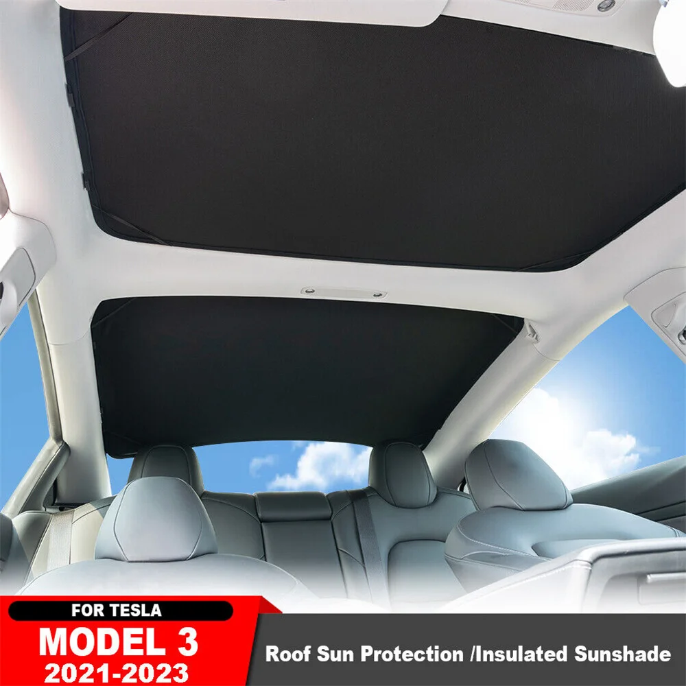

Roof Sunshade For Tesla Model Y 3 Car 2021-2023 Sunroof Upgrade Ice Cloth Buckle Sun Shades Glass Front Rear Skylight