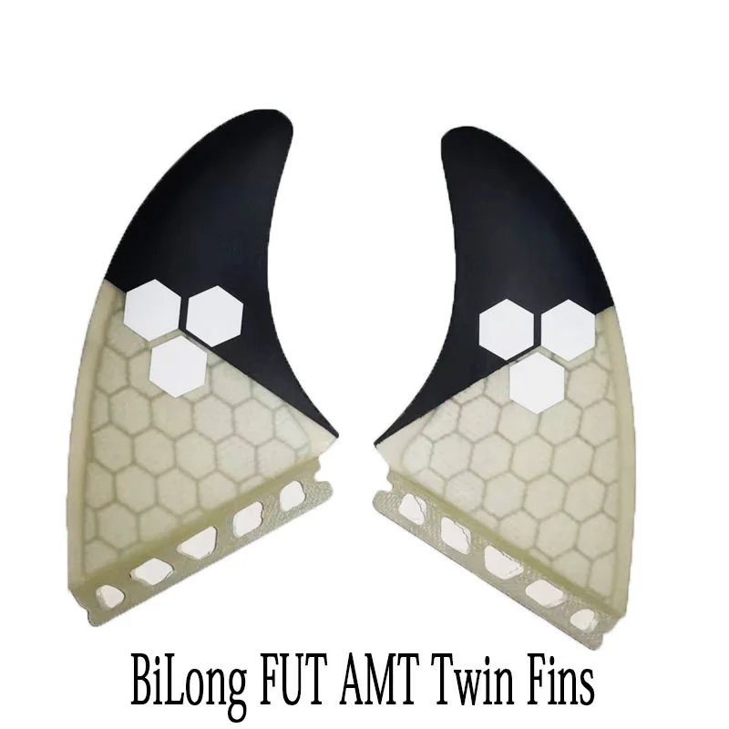 

BiLong Futures AMT Twin Fins X Large - Black Surfboard Fins Keel Fin 2 Pcs Set Construction Performance Core