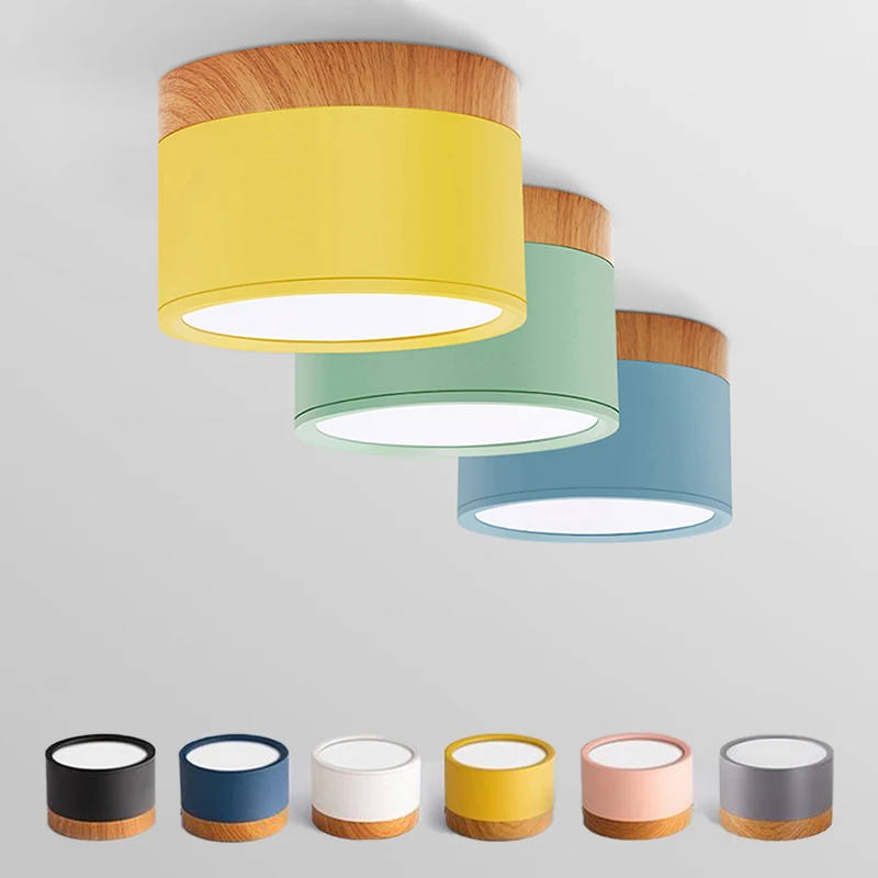 

Dimmable LED Downlights 5W 7W 10W 12W 15W 18W Macaroon Ceiling Nordic Wood Grain Spotlights Indoor Lobby Living Room Bedroom