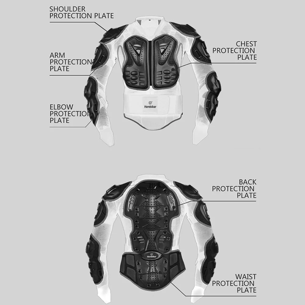Motorcycle Armor Motorcycle Body Armor Body Protector Motorcycle Armor Vest Motorcycle Jackets Motorcycle Armor Pads Motorcycle Armor Accessories HEROBIKER Motorcycle Body Armor Motorcycle Jacket Suit Men Moto Protective Body Protector Motocross Racing Armor 4 Piece