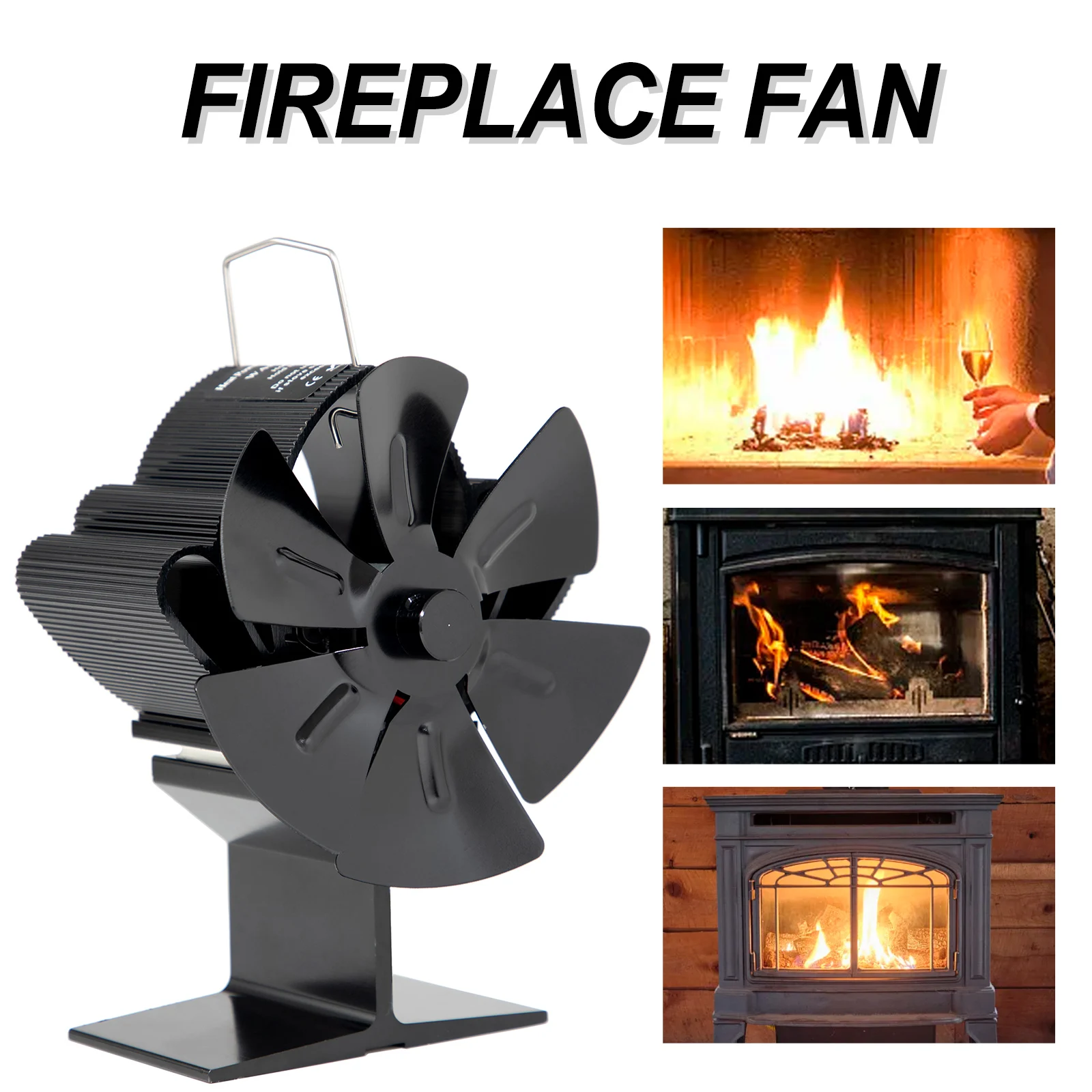 

Fireplace Fan 6-Blade Furnace Fan No Power Operation Energy Efficient Fan With Overheating Protection Stoves Accessories