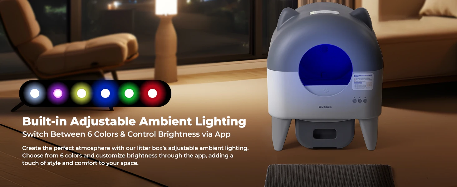 self cleaning litter box with ambient light