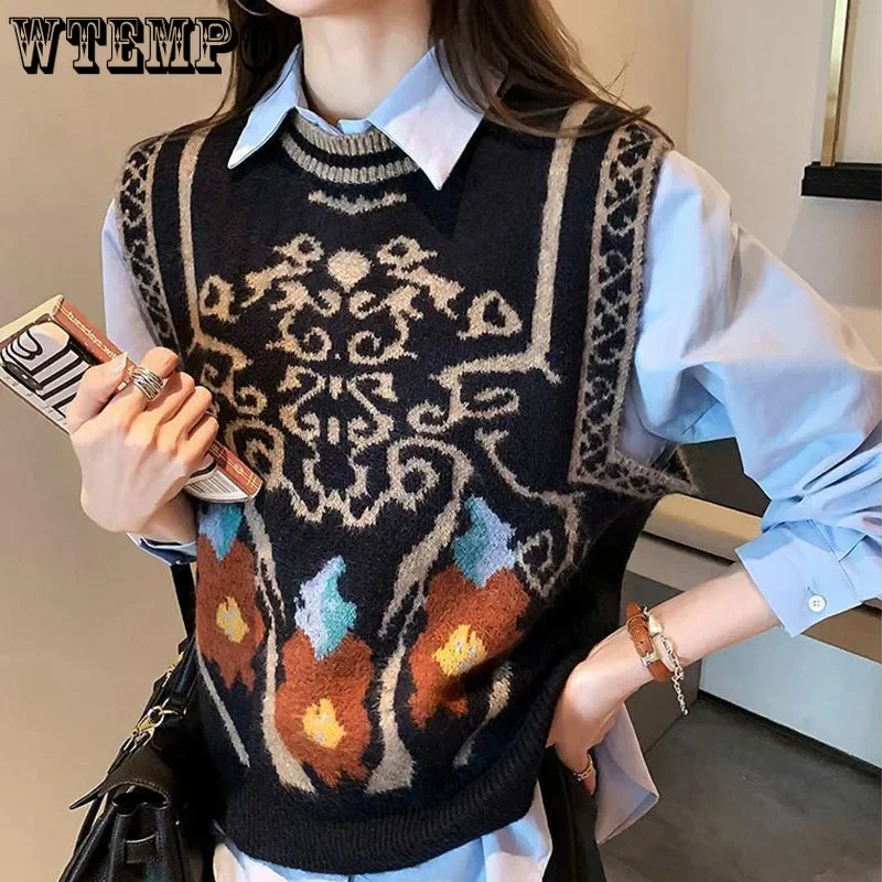 

Women's Knitted Vest Outwear Sweater Sleeveless Sweater Vintage Tops Wholesale