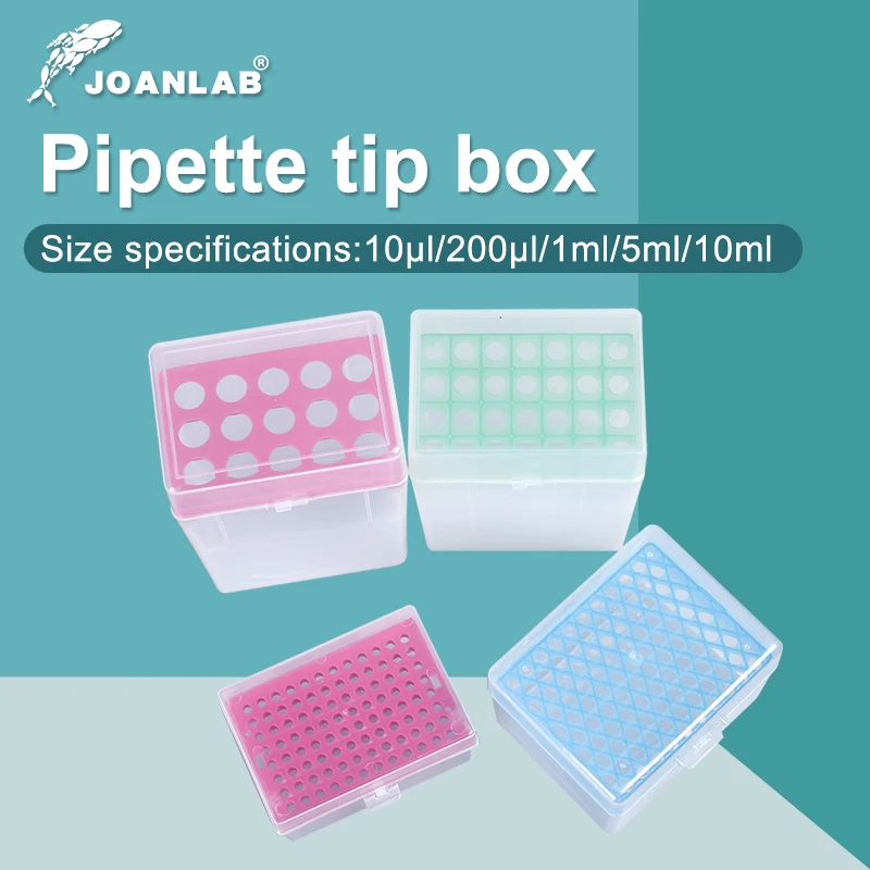 JOANLAB Laboratory Pipette Tip Box 10ul 200ul 1ml 5ml 10ml Micropipeta Plastic Pipette Box Suprimentos para equipamentos de laboratório