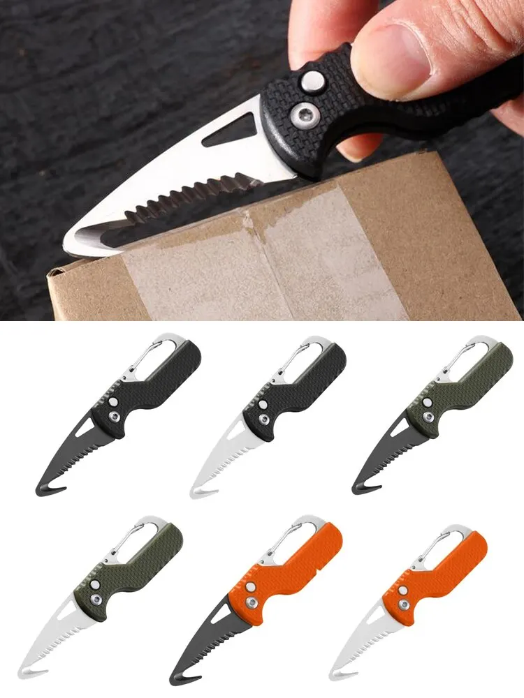 

Portable Multifunctional Express Parcel Knife, Keychain, Serrated Hook, Carry-on Unpacking, Emergency Survival Tool Box Opener