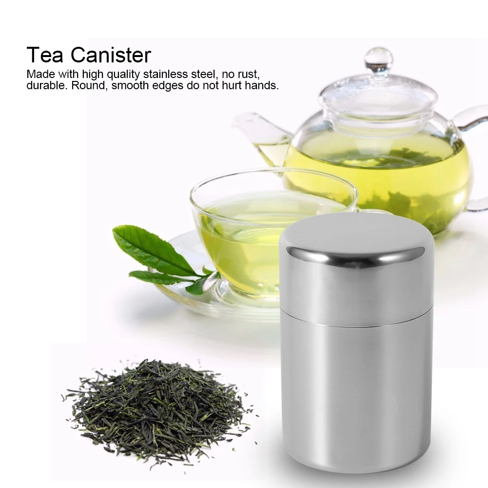Tea Tin Box Tea Canister Loose Leaf Tea Tin Tea Can Canister Stainless Steel Tins Canister Home Kitchen Canisters for Coffee Sugar Storage