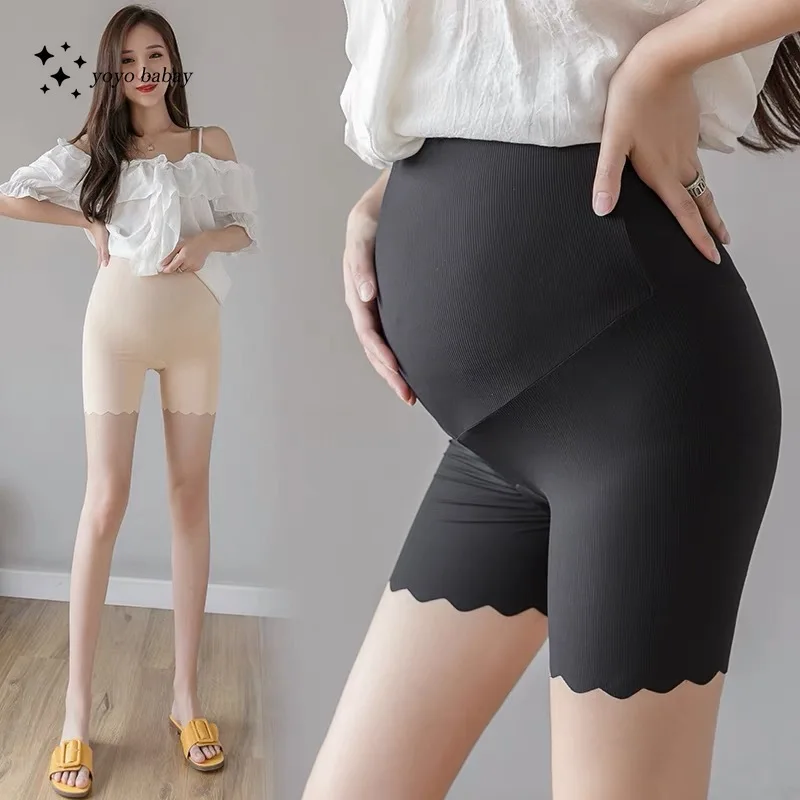 Summer Thin Ice Cool Maternity Legging Seamless Belly Half Pants Clothes for Pregnant Women Pregnancy Shorts Underpants