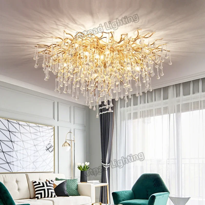 Modern Branch Crystal Chandeliers Gold Luxury Lighting Chandelier for Bedroom Dining Living Room Kitchen Light led chandelier,ceiling chandelier,art lighting fixtures