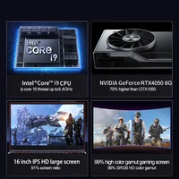 16.1 Inch Gaming Laptop RTX4050 6G Intel Core i9-13900HK RAM Max 64GB DDR5 2TB SSD 2*M.2 WiFi Windows11 Office Design Notebook 2