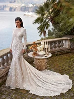 Gorgeous Wedding Dresses Exquisite Bridal Gowns Lace Appliques Full Sleeves Backless Robes 2025 Vestidos De Novia Customized 1