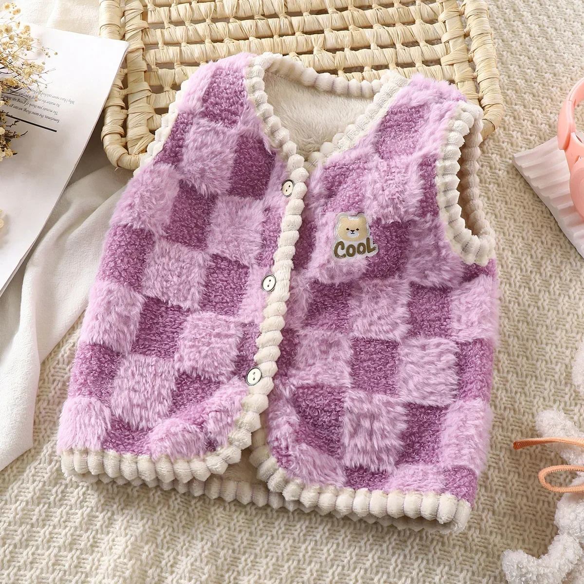 Children's Vest Cardigan Unisex Vests Waistcoats Girl Boy 2-8Y Baby Flannel Thickened Home Clothes Toddler Girl Winter Clothes children vest