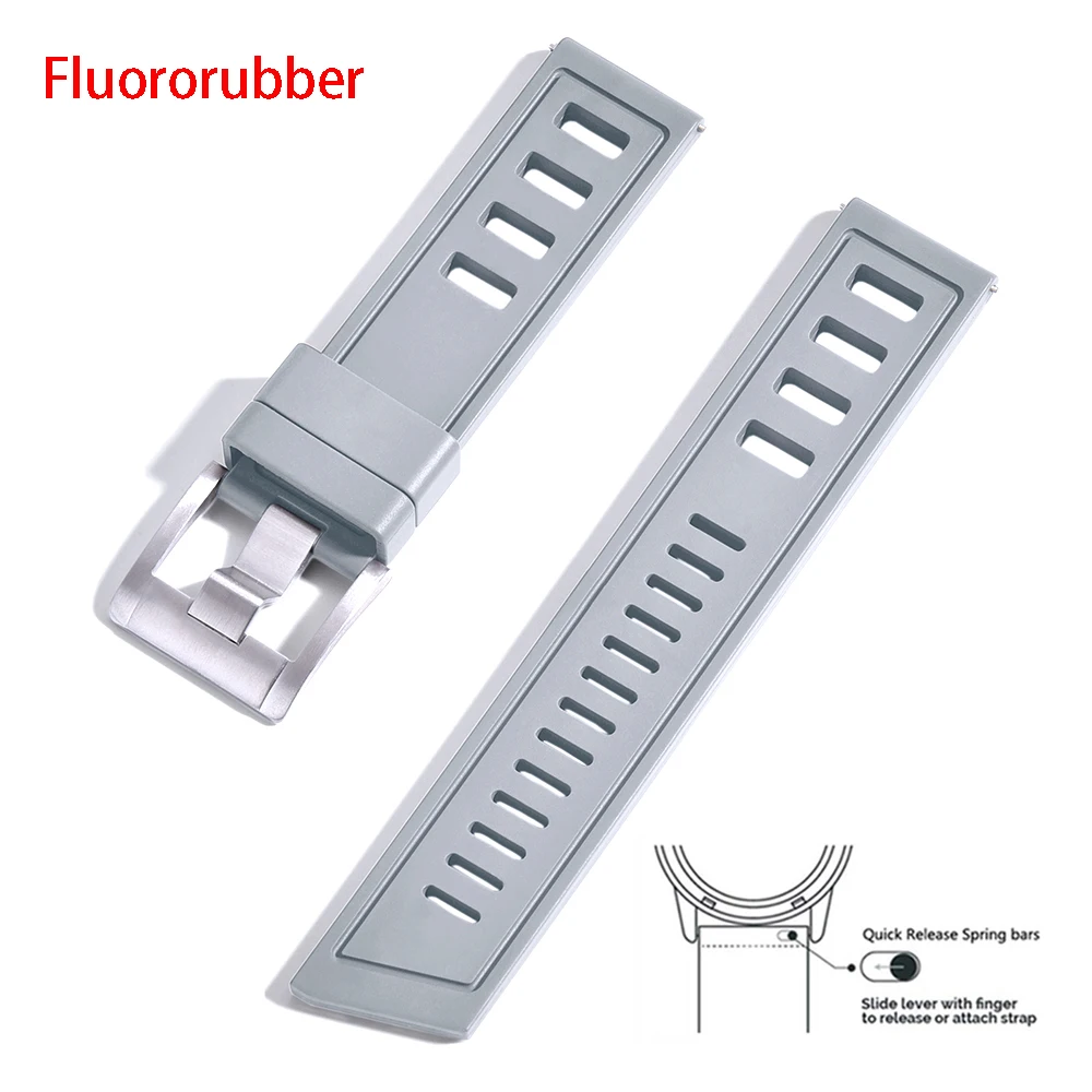 Enhanced Fluororubber Quick Release Waterproof Watch Strap