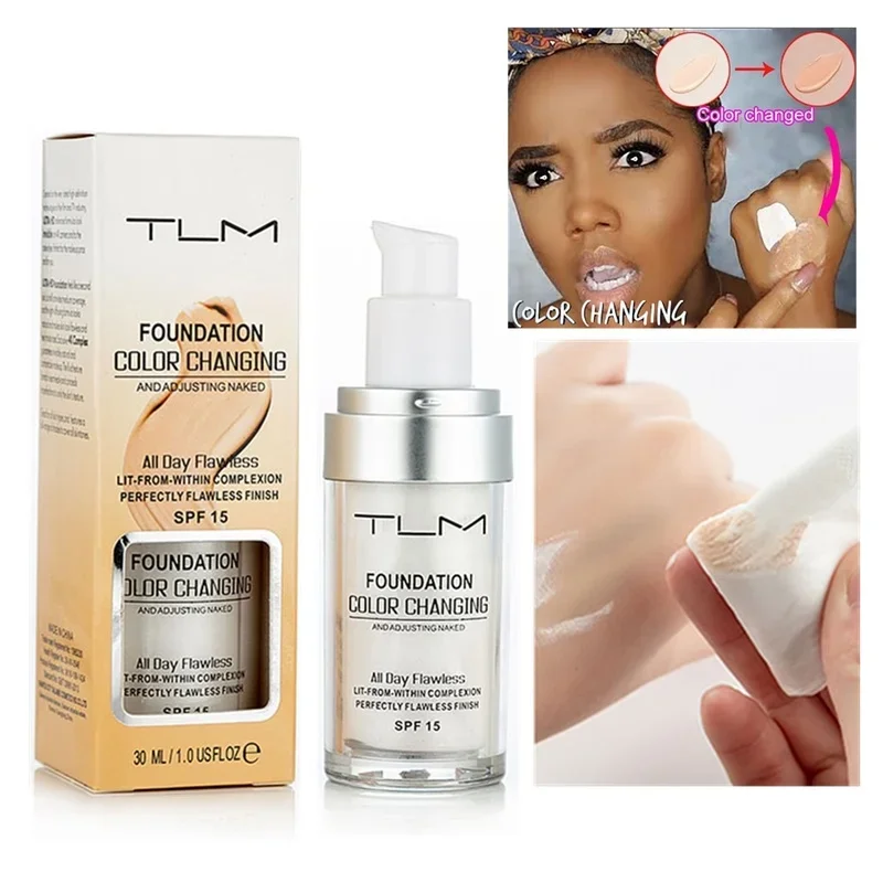 30ML TLM Foundation Color Changing Makeup Base Nude Face Full Cover Matte Concealer Long Lasting Make Up Liquid Foundation Cream 2