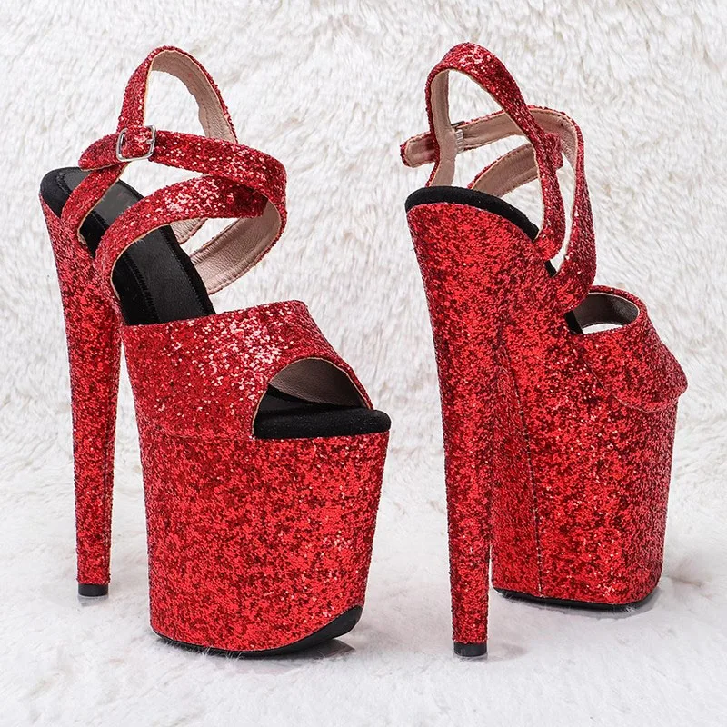 

New 20cm/8inches Shiny PU Upper Electroplate Platform High Heel Sandals Sexy Model Shoes Pole Dance Shoes 167