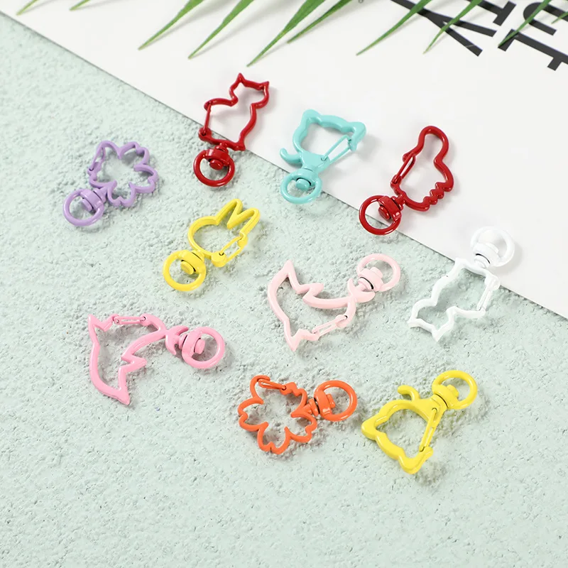 5 stücke bunte Metall drehbar Karabiner haken Abzugs clips Verschlüsse für DIY Lanyard Schlüssel ring Ketten Tasche Schlüssel bund Schmuck herstellung Material – Detail 7