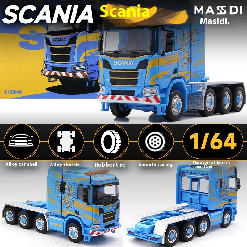 MASDI SCANIA R650 & トレーラー 1/64 New Masdi 1:64 Army Green SCANIA R650 Model Diecast Metal
