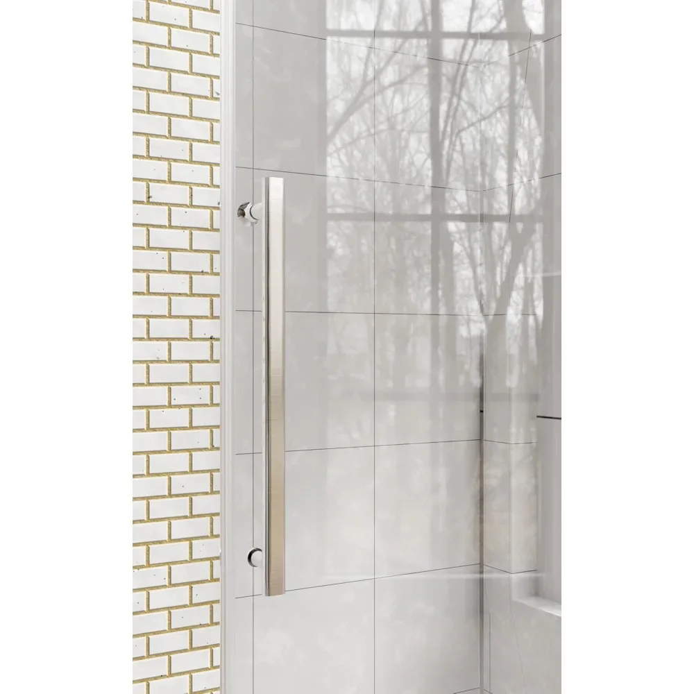 Frameless Slidable Shower Door, 56-60" W × 76" H, 5/16" Clear Tempered Glass,  Noiseless, Waterproof, Shatterproof，Silver 5