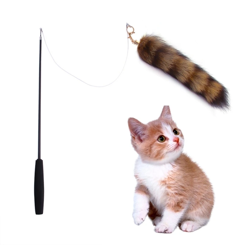 

Lovely Cats Toy with Furry Tail Furry Cats Exercise Indoor Toy Felines Wand Teaser Toy Cats Toy Supplies