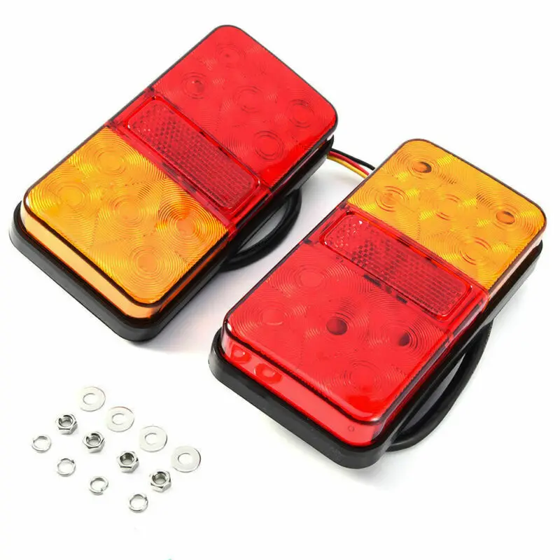 2pcs 12v Led Light Rv Truck Trailer Rear Tail Lights Turn Signal Brake