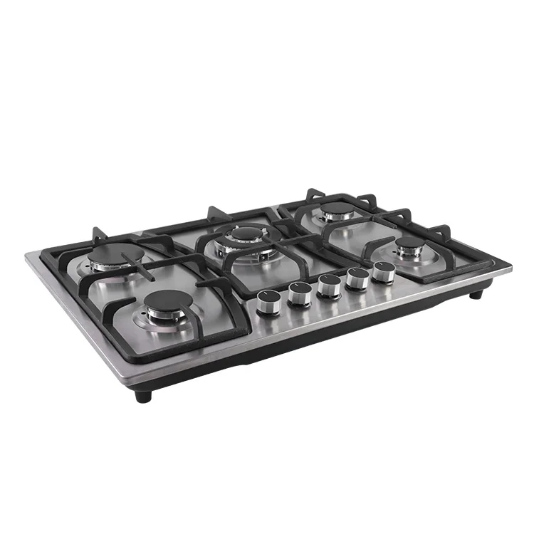 Kitchen Appliances 5 Burner Electronic Ignition Gas Hob Gas Cooker Cooktop Household Stainless Steel Stove
