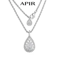 APIR 18k Gold Plated 5A Zircon Large Water Drop Pendant Necklace for Women Diamond High Quality Luxury Jewelry Ladies Necklaces