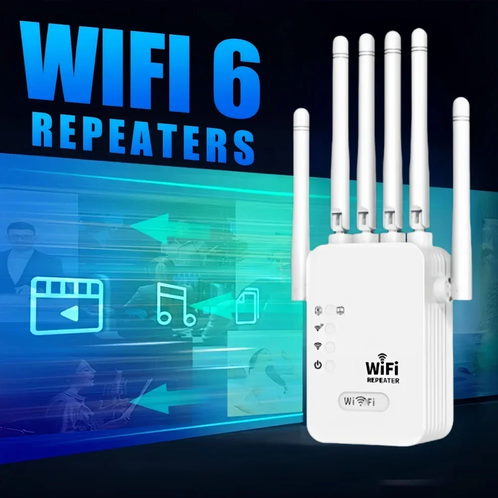 2.4G/5G WiFi Booster 1200Mbps Wireless WiFi Repeater WIFI Extender Network Amplifier 360° Full Coverage Signal for Office Home 3