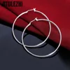 High Quality New 925 Sterling Silver Hoop Earrings For Women Engagement Party Jewelry 5CM Big Circle Trendy Christmas Gifts 3