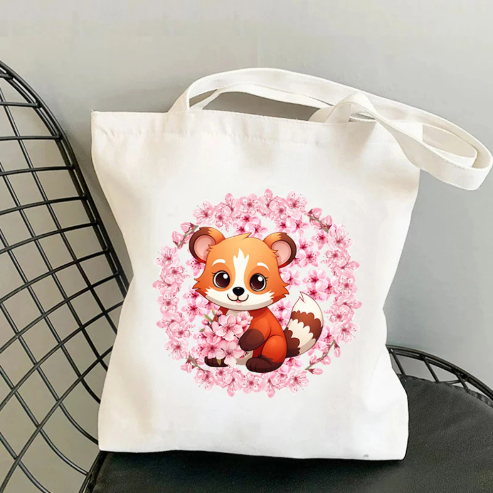 1 Stück Koala-Kirschblüten-Druck Leinwand-Tragetasche Umweltfreundliche Wiederverwendbare Geräumige Tasche für Schule Reise Yoga Alltäglicher Gebrauch – Detail 10