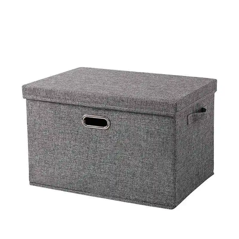 Home Use Cotton Linen Fabric Storage Box Staable with Lid for Clothes And Toys Organizer Box Simple Sle Jewelry Box