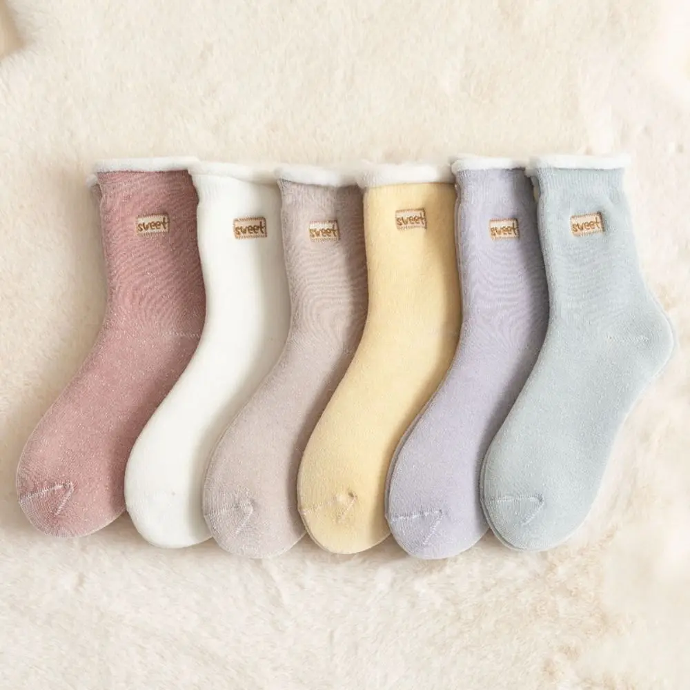

Solid Color Outdoor Super Thicker Home socks Thermal Warm Floor Socks Women Socks Thick Hosiery Winter Plush Socks Terry Socks