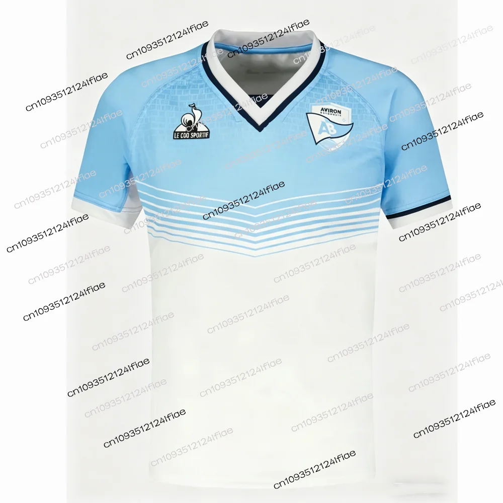 Nieuw Frans AVIRON BAYONNAIS rugbytrainingspak uit 2026, sportkleding met V-hals, ademend en sneldrogend, geschikt voor buitensporten._voghion.com
