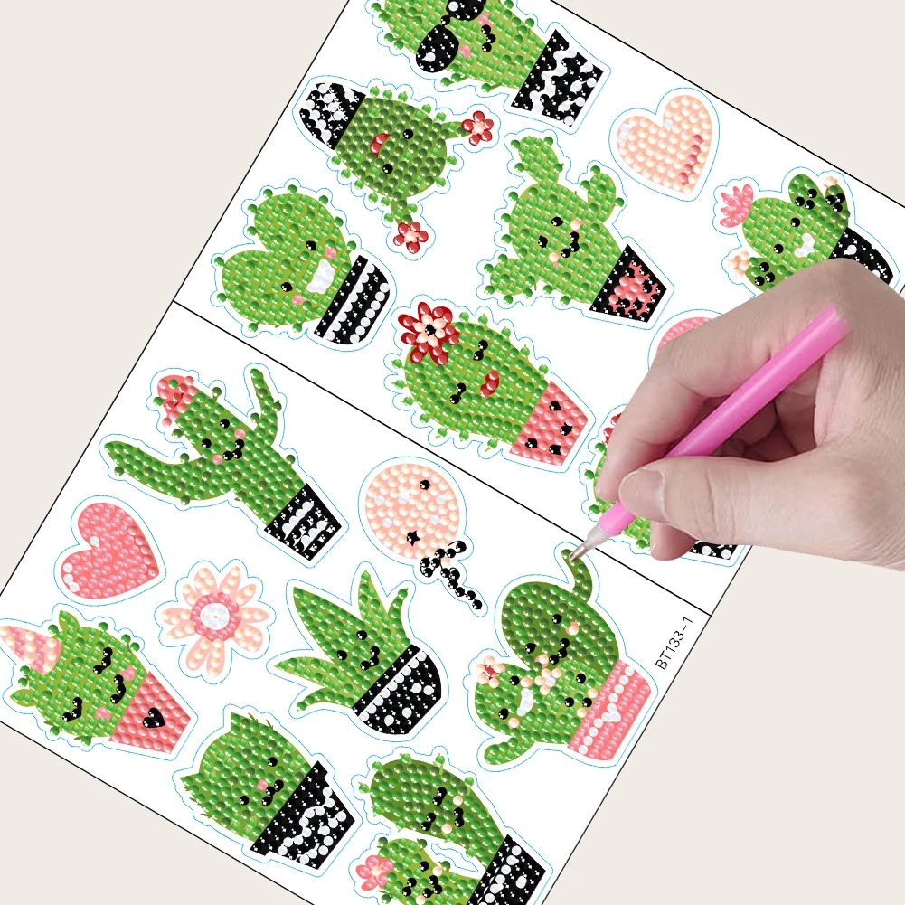 DIY Diamonds Art Mosaic Stickers Diamonds Painting Stickers Cute Cartoon Pattern for Kids Gift Rewards Home Decor 1-2pcs diamond painting stickers