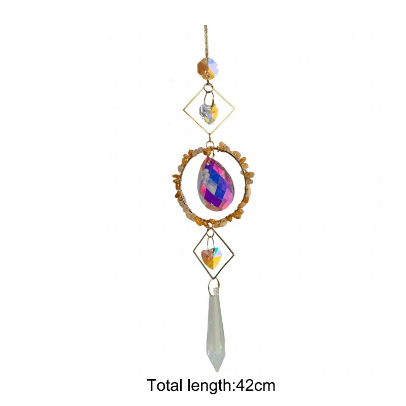 Sun Catcher Natural Gravel Circle K9 Crystal Outdoor Garden Decoration Home Hanging Decoration Xmas Ornament Gift