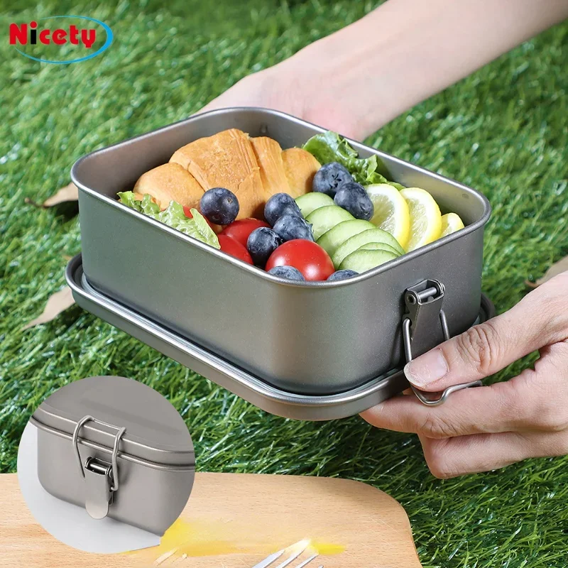 Acquista Contenitore per pranzo da campeggio Manico pieghevole Contenitore Bento da campeggio in alluminio Pentole da picnic da campeggio 650ml in Italia a partire da 18