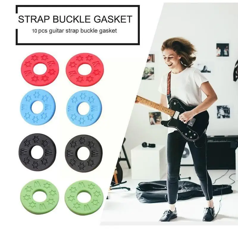 

10pcs Rubber Guitar Strap Locks Blocks Safety Lock Professional Washer Bass Electric Accessories Guitar Gasket Acoustic Uku X8f2