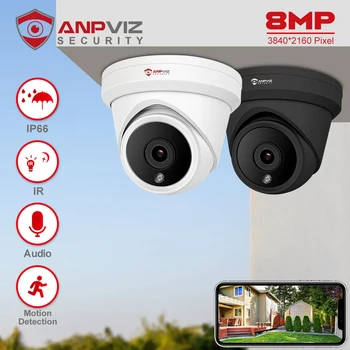 Anpviz 8MP POE IP Camera Outdoor Security 4K Video Surveillance Turret Camera Motion Detection P2P View Danale APP Built-in Mic 1
