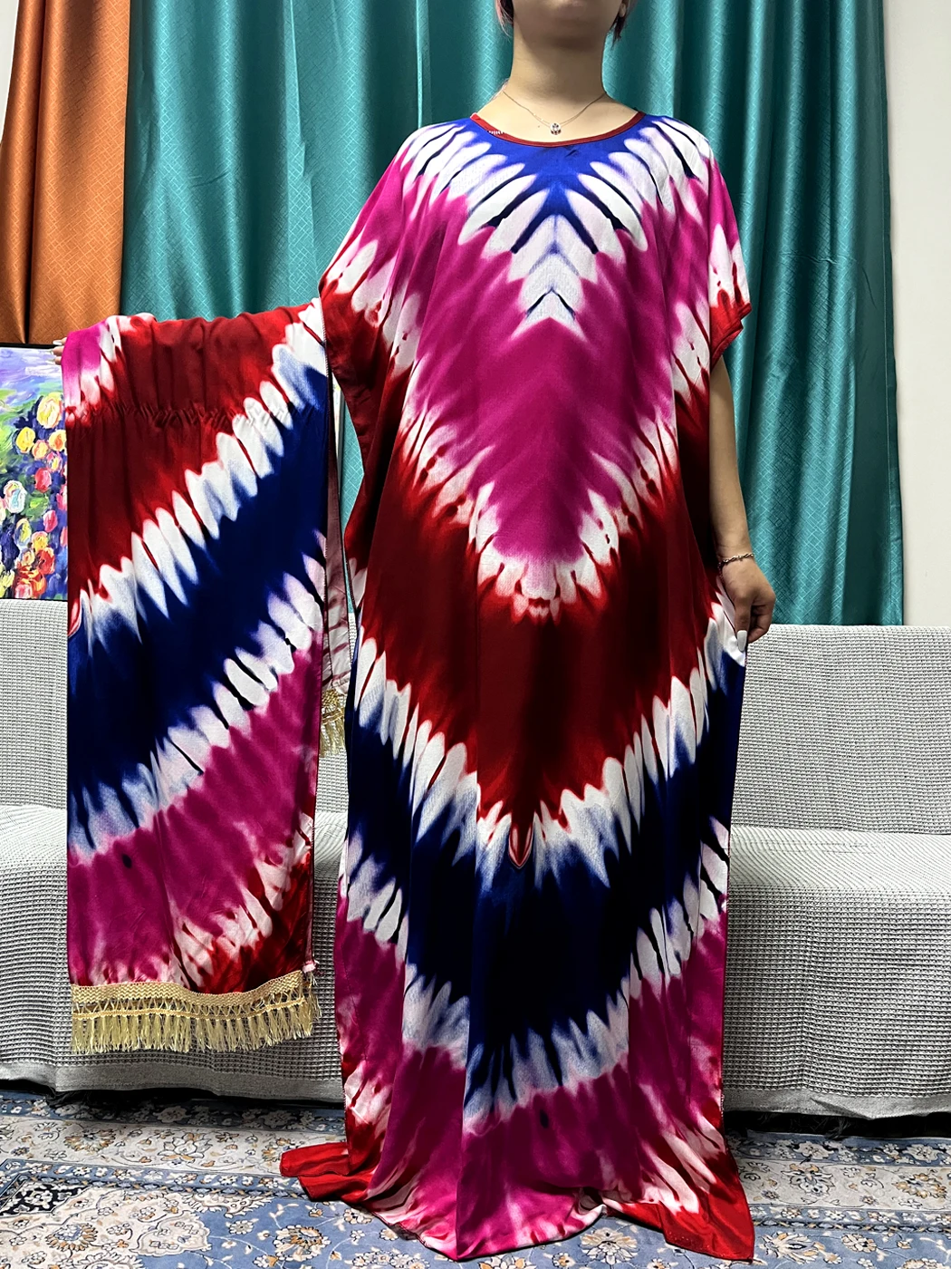 Abayas For Women 2023 Duba Printed Floral Cotton Loose Femme Robe African Islam Traditional Prayer Garment With Big Shawl Scarf
