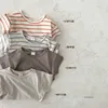 Baby Boy Stripe Shirt Summer Casual Short Bat Sleeve Kids Shirt for Boys Clothing Children Girls Sports Shirt Cotton Tops 2