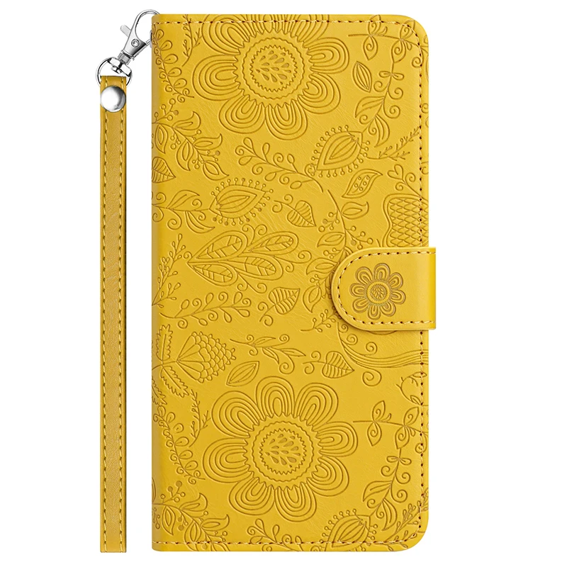 Sunflower Pattern Leather Wallet Phone Case