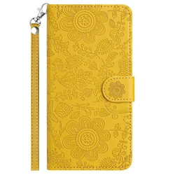Sunflower Pattern Leather Wallet Phone Case - S24Plus S25Plus (Yellow)