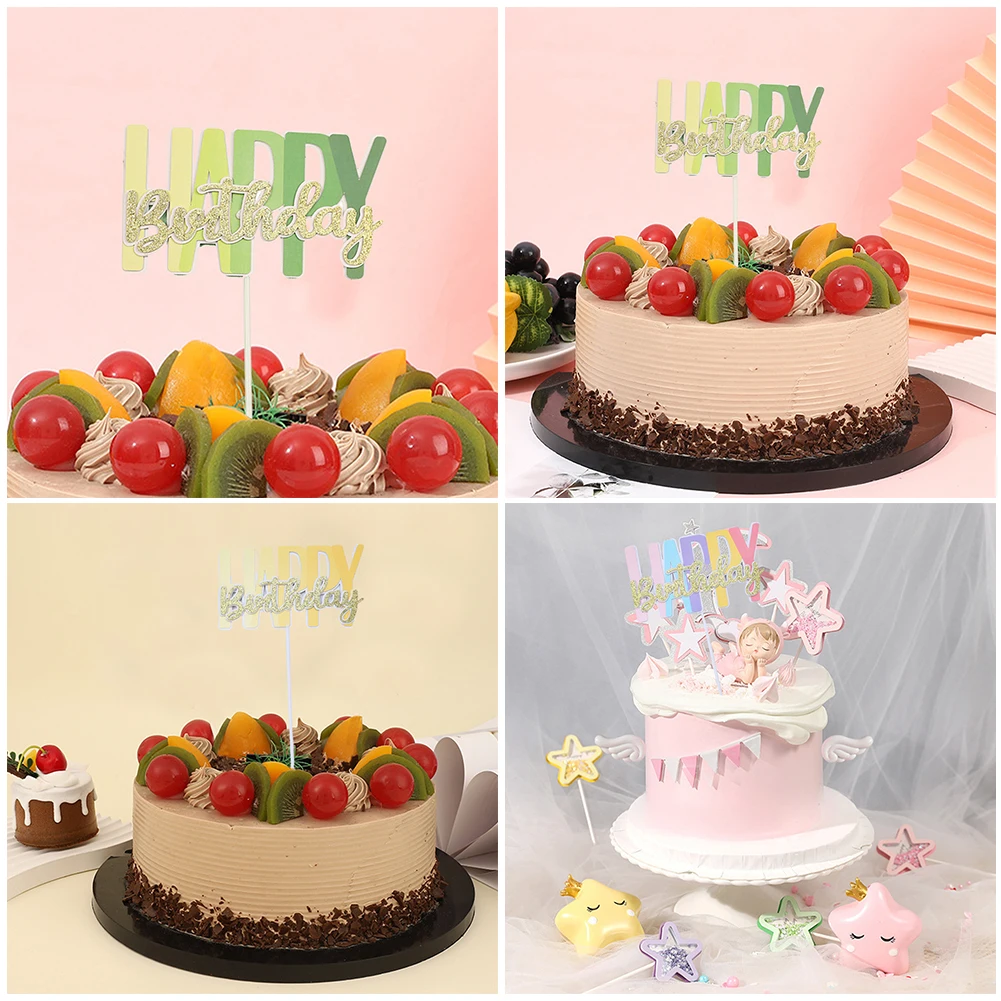 

New Happy Birthday Cake Topper Baking Dessert Cake Insert Decor Cupcake Wedding Birthday Party Decorations Cake Topper