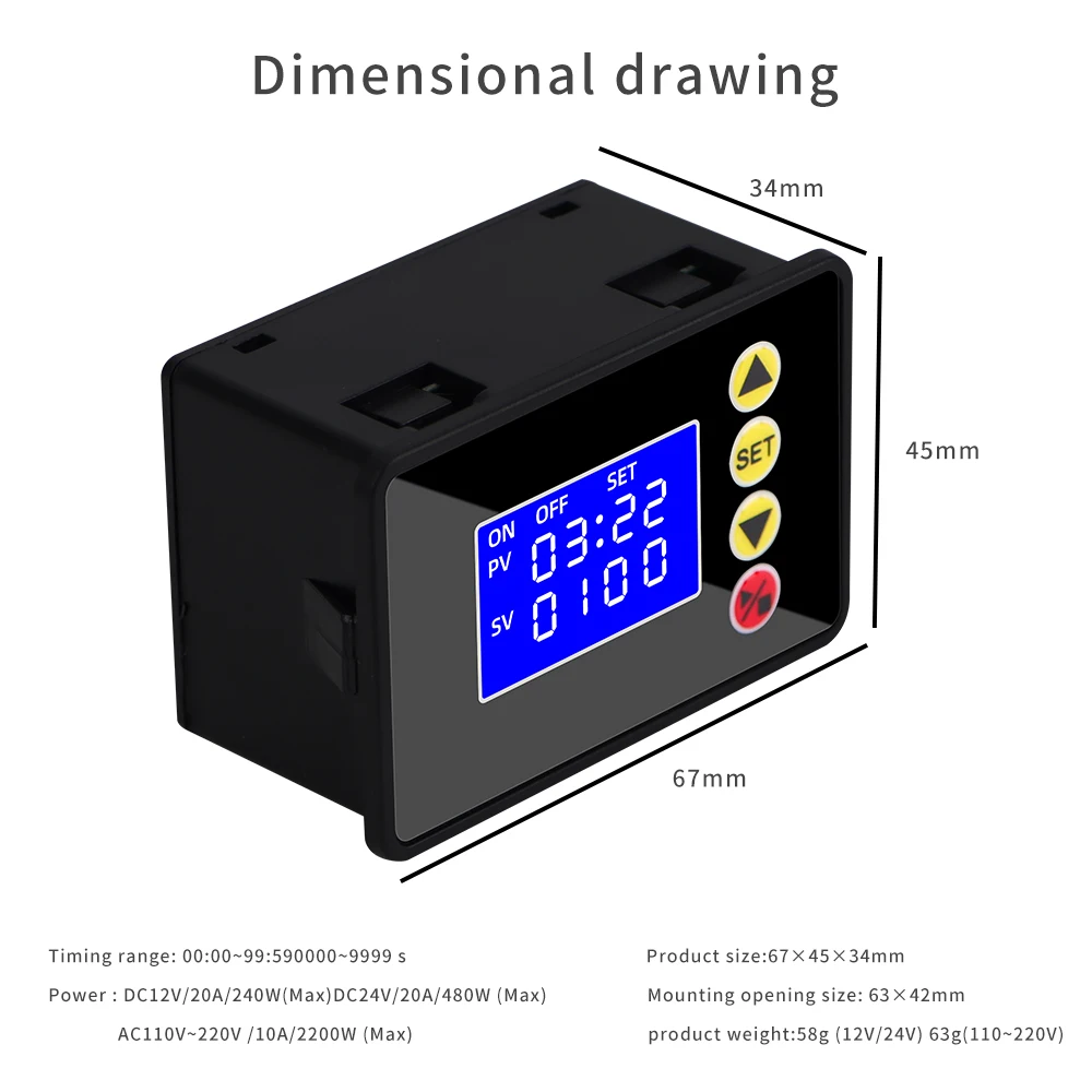 Digital Microcomputer Time Controller DC 12V 24V AC 110V-220V