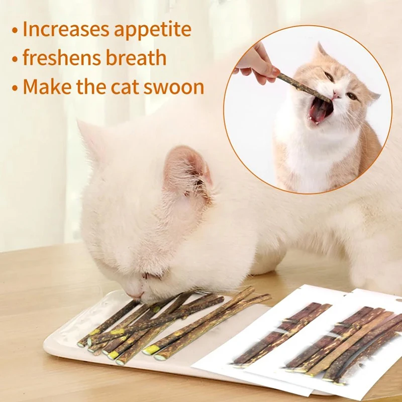 10/20PC Natural Matatabi Cat Snacks Sticks Cat Molar Stick Actinidia Fruit Silvervine Sticks Pet Cleaning Teeth