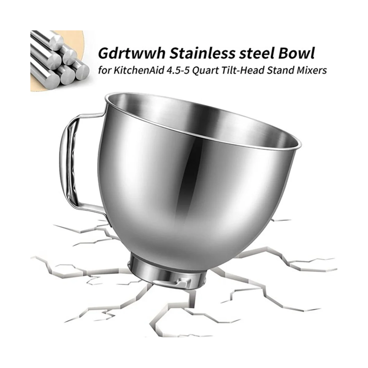 Stainless Steel Bowl for KitchenAid 4.5-5 Quart Tilt-Head Stand Mixer