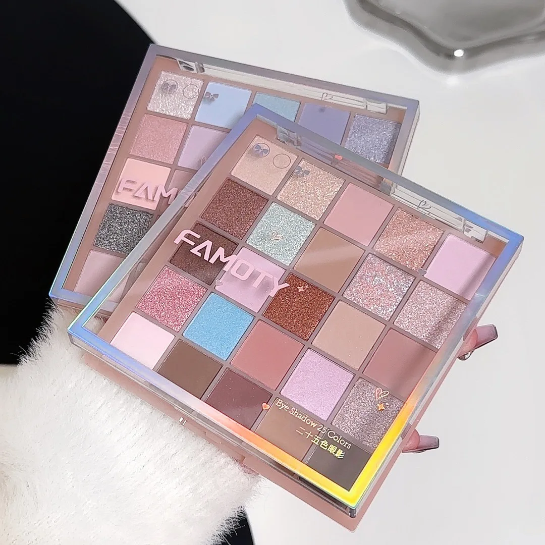 25-Farben-Lidschattenpalette Matt & Schimmer – Nude-Erdtöne, seidig mischbare Textur, natürlicher Augen-Make-up-Look im koreanischen Stil – Detail 9