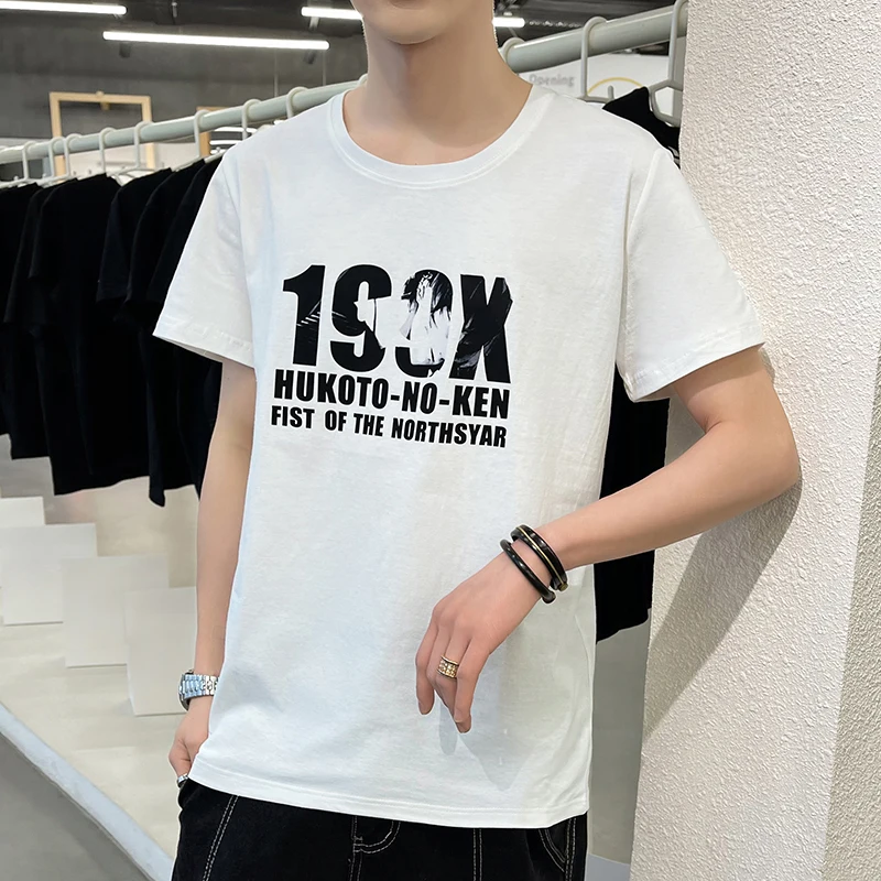

Real shot round neck T-shirt, cotton bottomed shirt, men's T-shirt, summer 2022 fashion brand, short sleeve, with clothes, youth