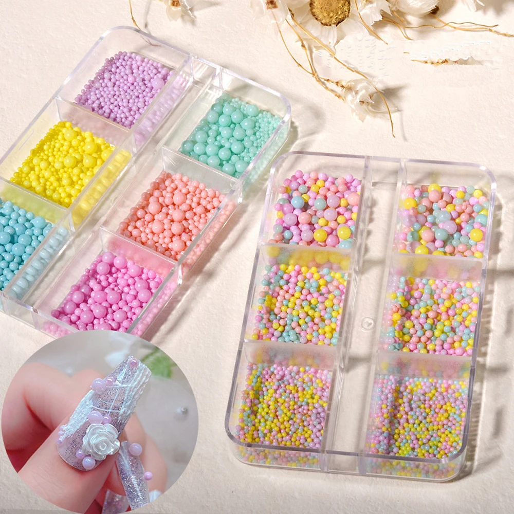 

1box Mixed Macaron Bubble Nail Art Charm 3D Resin Colorful Pink Bubble Ball Beads for DIY Filling 3D Nail Decoration Crafts
